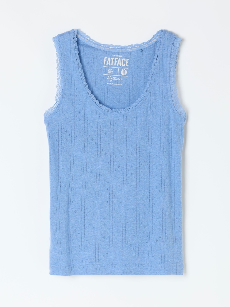 FatFace Olivia Pale Blue Pointelle Lace Trim Vest - Image 6 of 6 FatFace Olivia Pale Blue Pointelle Lace Trim Vest - Image 6 of 6