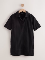 Black Short Sleeve Over Head Cord Mini Dress - Image 6 of 8