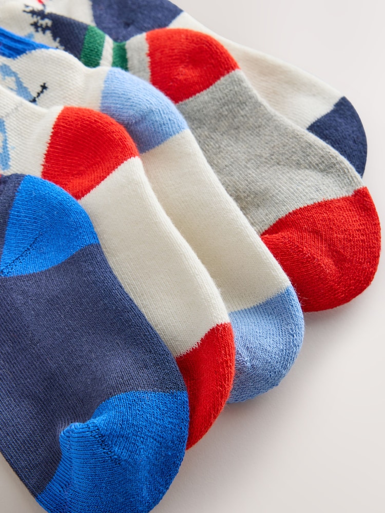 Multi Ski Scene Cushioned Footbed Cotton Rich Ribbed Tipped Socks 5 Pack - Image 3 of 3
