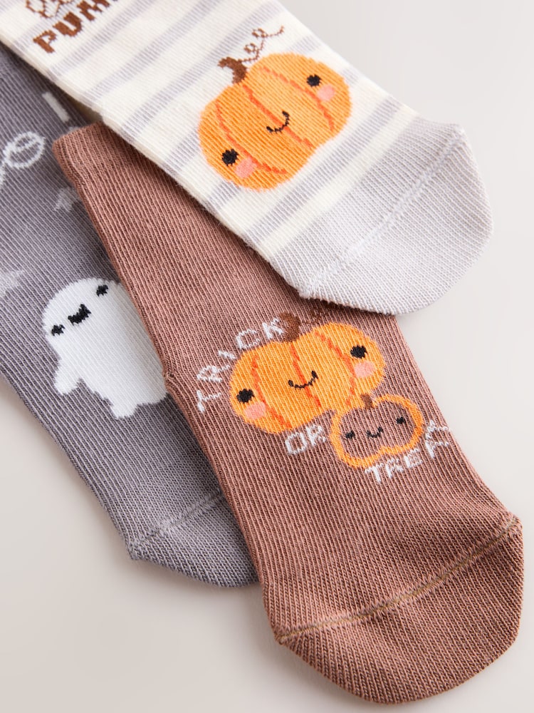 Multi Neutral Halloween Character Cotton Rich Socks 3 Pack - Image 2 of 3 Multi Neutral Halloween Character Cotton Rich Socks 3 Pack - Image 2 of 3