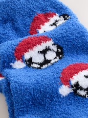 Blue Christmas Football Christmas Cosy Socks - Image 3 of 3