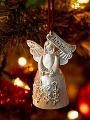 Widdop Silver Hope Mini Angel Bell Metal Ornament - 4.5 x 5in - Image 1 of 5