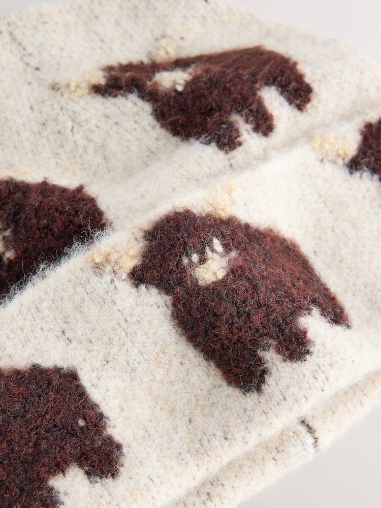 Ecru Hamish The Highland Cow Beanie Hat - Image 4 of 4
