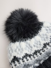 Monochrome Fairisle Pom Beanie Hat - Image 4 of 5