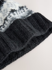 Monochrome Fairisle Pom Beanie Hat - Image 5 of 5