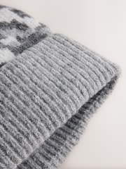 Grey Leopard Pom Beanie Hat - Image 5 of 5