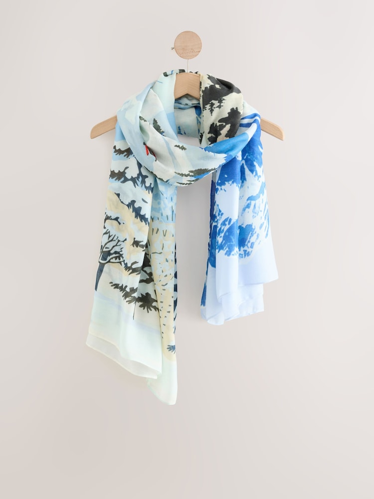 Blue Ski Print Lightweight Scarf - Image 1 of 3