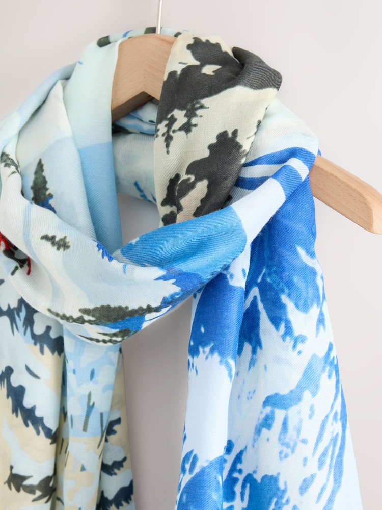 Blue Ski Print Lightweight Scarf - Image 2 of 3
