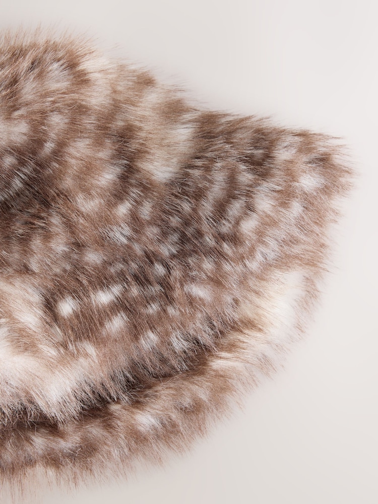 Animal/Deer Print Fur Bucket Hat - Image 3 of 3