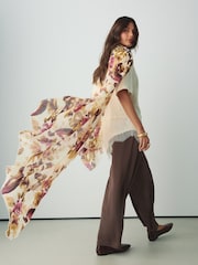Pink Floral Lightweight Scarf - Image 2 of 8