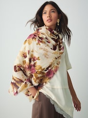 Pink Floral Lightweight Scarf - Image 4 of 8