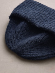 Navy Blue Ribbed Beanie Hat - Image 5 of 5