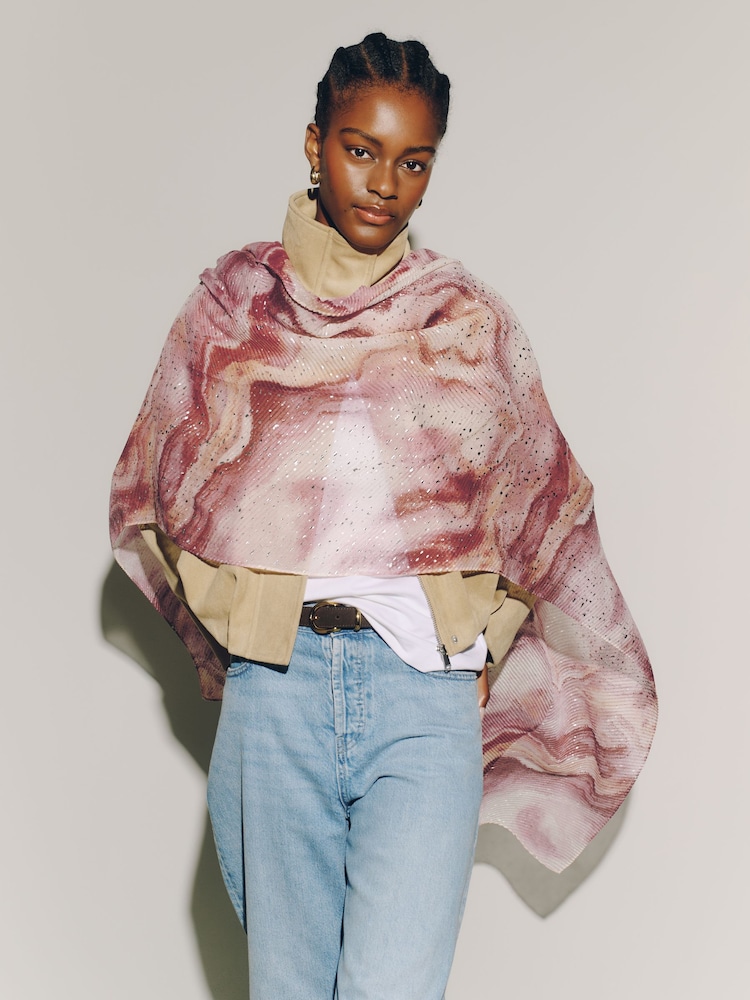 Pink Plisse Foil Lightweight Scarf - Image 1 of 8