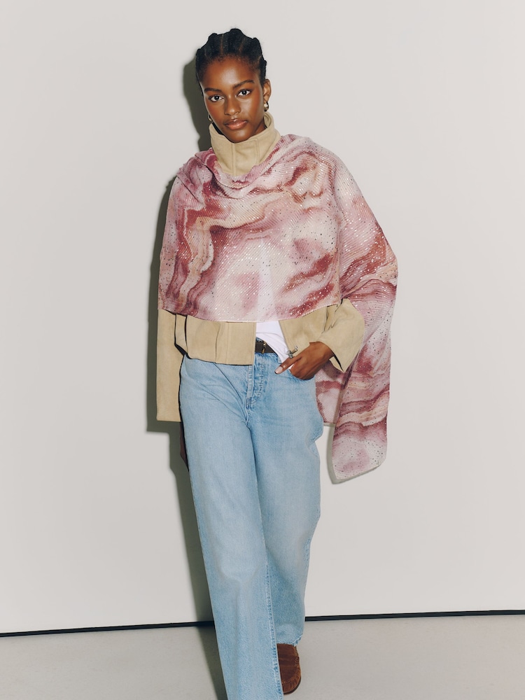 Pink Plisse Foil Lightweight Scarf - Image 2 of 8