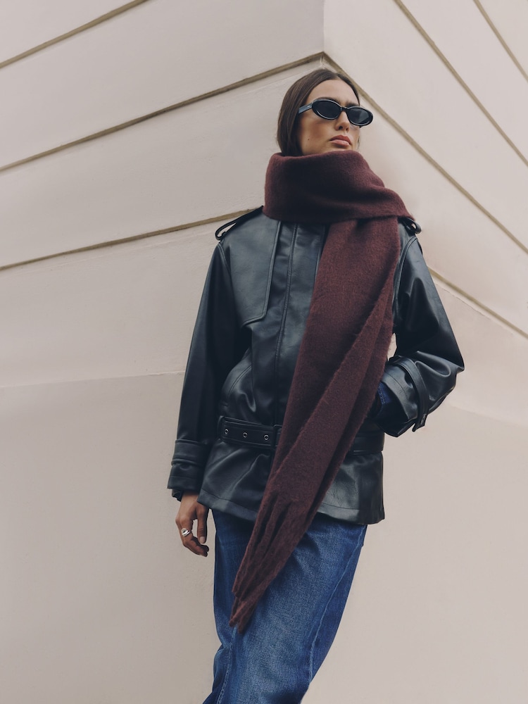 Chocolate Brown Heavyweight Fringe Scarf - Image 1 of 6