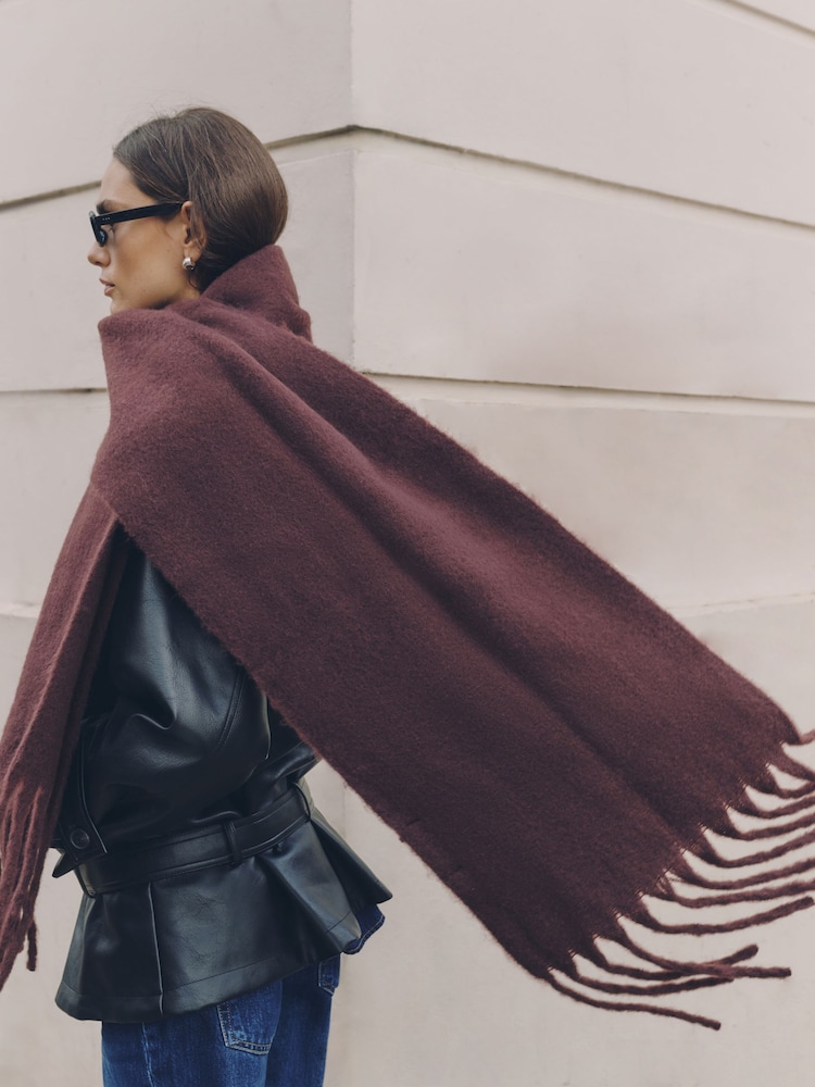 Chocolate Brown Heavyweight Fringe Scarf - Image 2 of 6