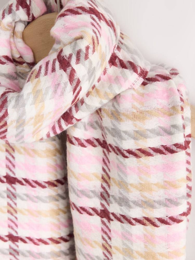 Nude/Pink Checked Midweight Scarf - Image 2 of 3