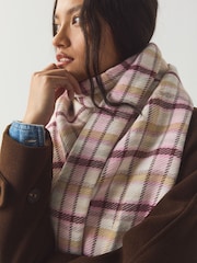 Nude/Pink Checked Midweight Scarf - Image 4 of 7