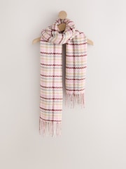 Nude/Pink Checked Midweight Scarf - Image 5 of 7