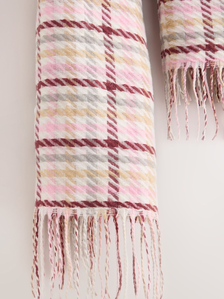 Nude/Pink Checked Midweight Scarf - Image 7 of 7 Nude/Pink Checked Midweight Scarf - Image 7 of 7