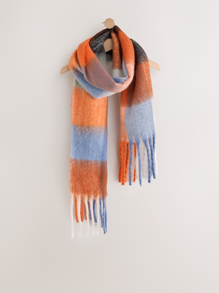 Orange Checked Heavyweight Blanket Scarf - Image 1 of 3