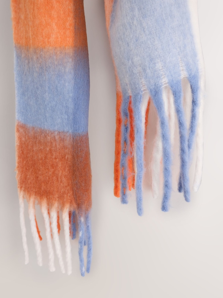 Orange Checked Heavyweight Blanket Scarf - Image 3 of 3
