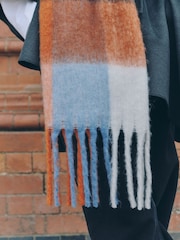 Orange Checked Heavyweight Blanket Scarf - Image 4 of 7