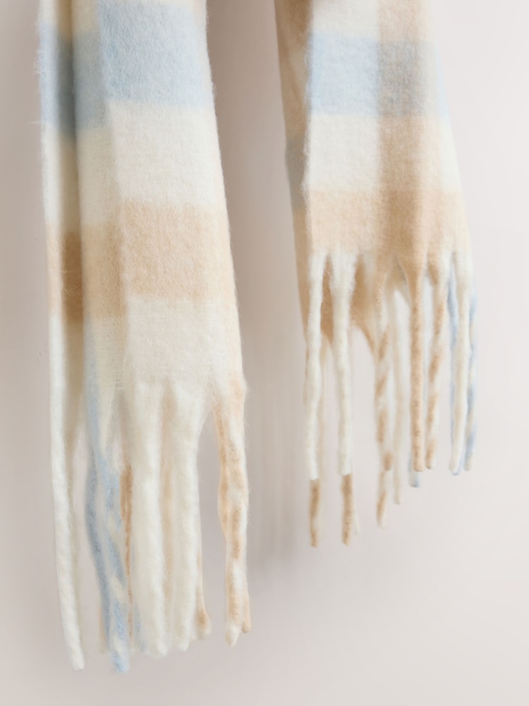 Camel/Blue Checked Heavyweight Blanket Scarf - Image 3 of 3