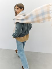 Camel/Blue Checked Heavyweight Blanket Scarf - Image 4 of 8