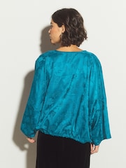 Teal Blue Tie Front Lightweight Jacket - Image 3 of 7