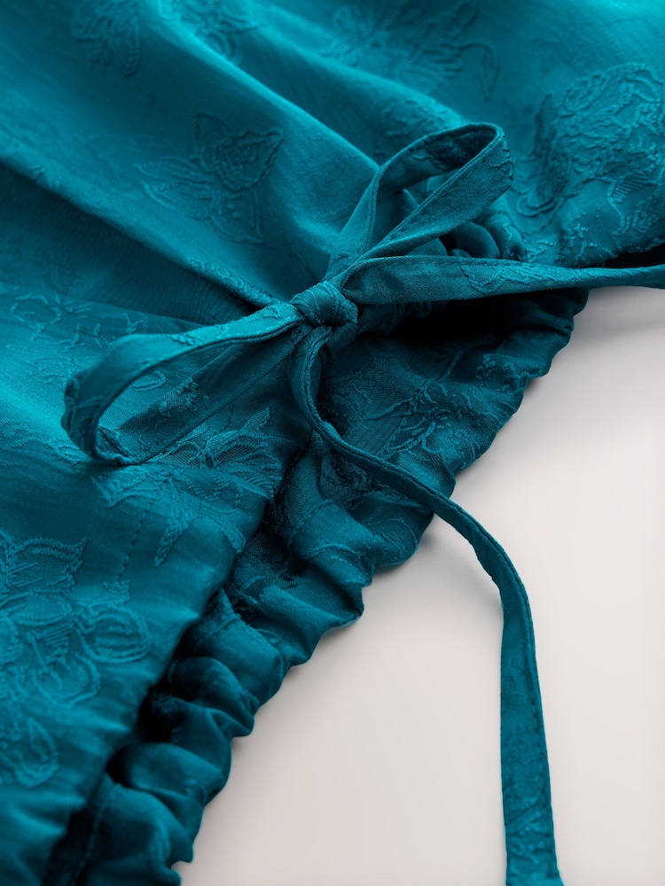 Teal Blue Tie Front Lightweight Jacket - Image 7 of 7