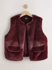 Burgundy Red Faux Fur Gilet Cover-Up - Image 5 of 7