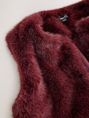 Burgundy Red Faux Fur Gilet Cover-Up - Image 6 of 7
