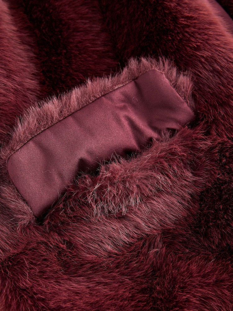 Burgundy Red Faux Fur Gilet Cover-Up - Image 7 of 7