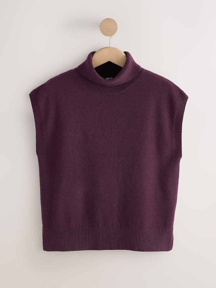 Bordowy - Tank Roll Neck Cover-Up - Obraz 1 z 3