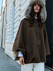 Brown/Green Wax Cape Coat - Image 1 of 7