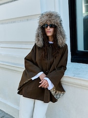 Brown/Green Wax Cape Coat - Image 3 of 7
