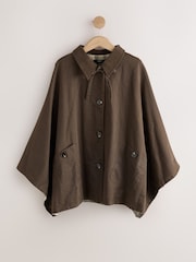 Brown/Green Wax Cape Coat - Image 4 of 7