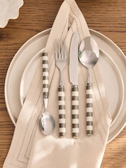 16 Piece Natural Stripe Ceramic Handle Cutlery Set - Image 1 of 3