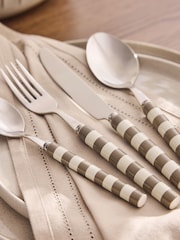 16 Piece Natural Stripe Ceramic Handle Cutlery Set - Image 2 of 3