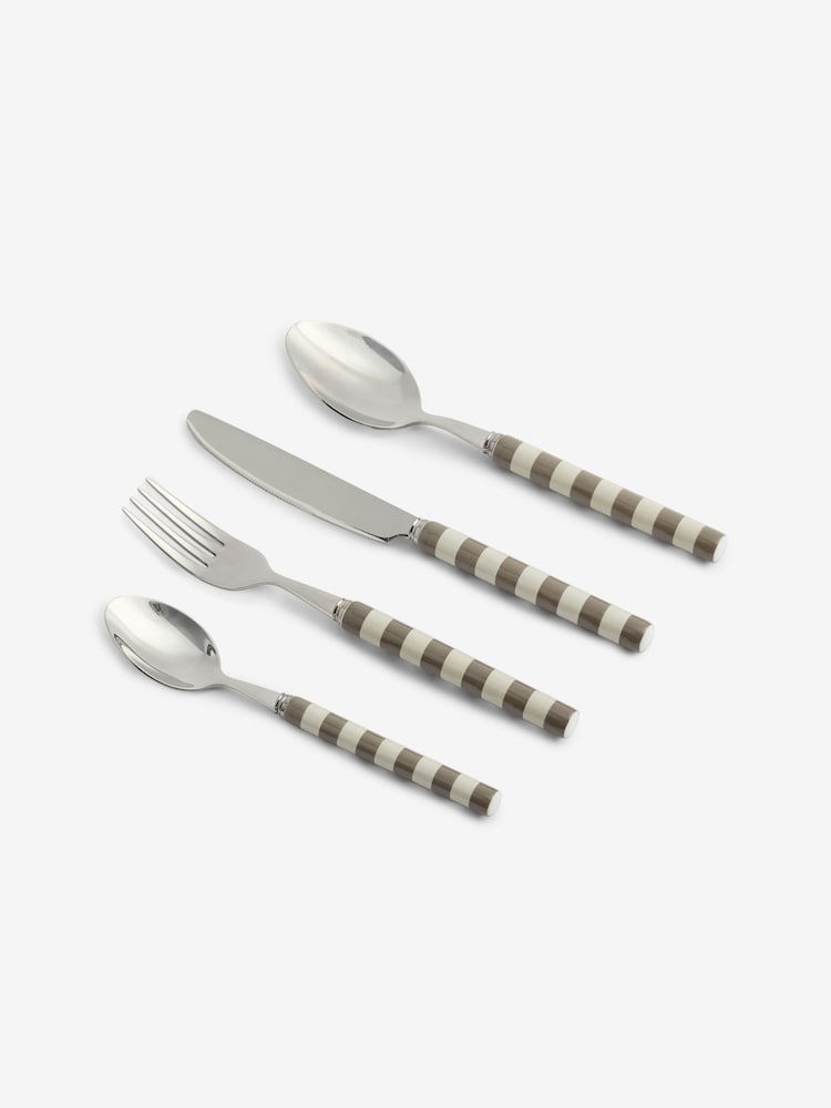 16 Piece Natural Stripe Ceramic Handle Cutlery Set - Image 3 of 3 16 Piece Natural Stripe Ceramic Handle Cutlery Set - Image 3 of 3