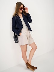 Crew Clothing Dark Blue Linen & Cotton Blazer - Image 3 of 5