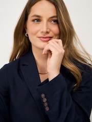 Crew Clothing Dark Blue Linen & Cotton Blazer - Image 4 of 5