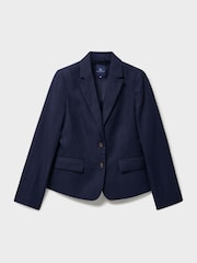 Crew Clothing Dark Blue Linen & Cotton Blazer - Image 5 of 5