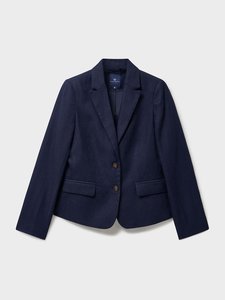 Crew Clothing Dark Blue Linen & Cotton Blazer - Image 5 of 5