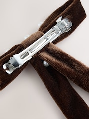 Chocolate Brown Pearl Velvet Bow - Image 5 of 5