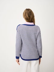 Crew Clothing Blue Textured Stripe Cotton Jumper - Image 2 of 5