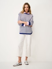 Crew Clothing Blue Textured Stripe Cotton Jumper - Image 3 of 5