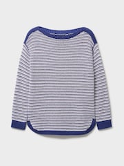 Crew Clothing Blue Textured Stripe Cotton Jumper - Image 5 of 5