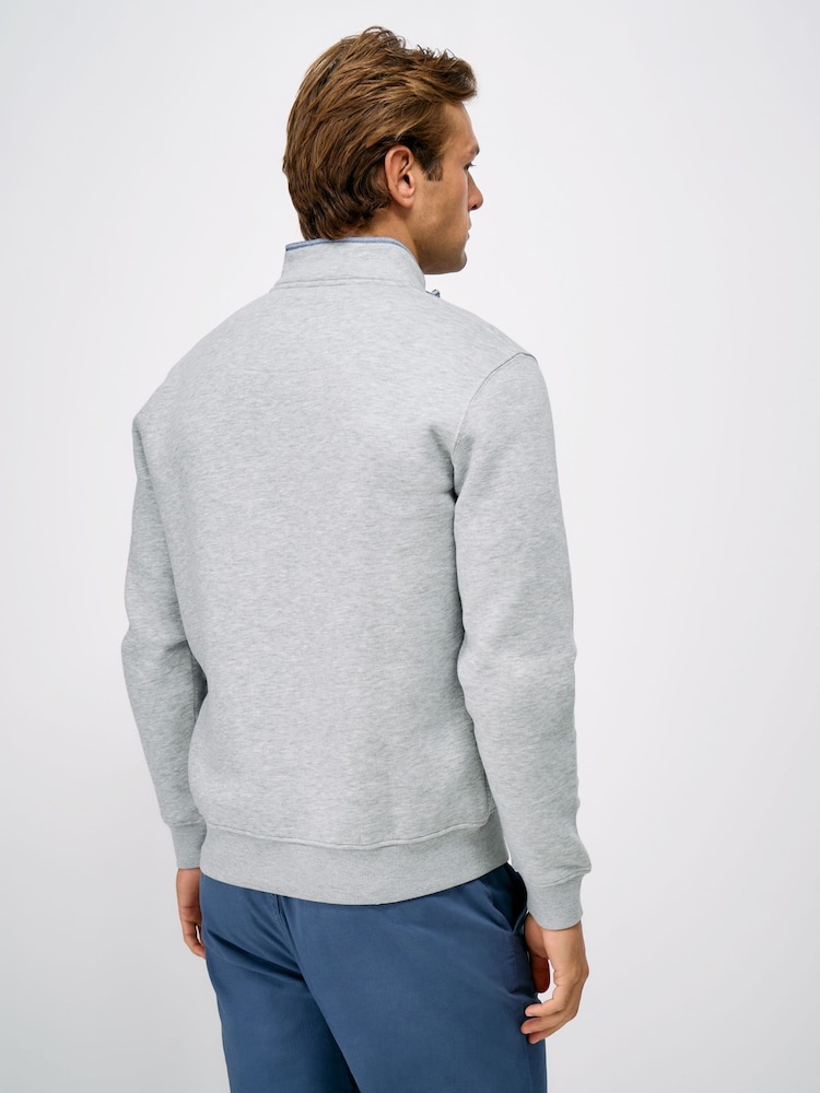 Crew Clothing Grey Classic Half Zip Sweatshirt - Image 2 of 5 Crew Clothing Grey Classic Half Zip Sweatshirt - Image 2 of 5